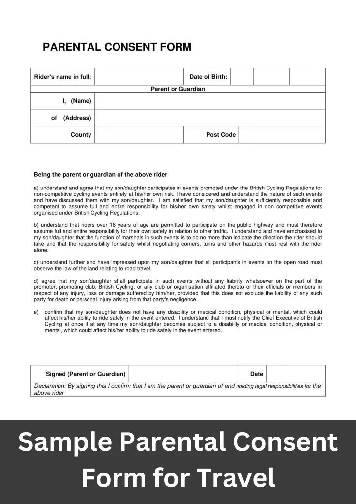 parental consent form for travel